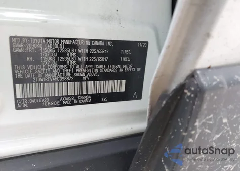 2021 Toyota Rav4 Xle from USA, damaged, VIN 2T3W1RFV4MC098872